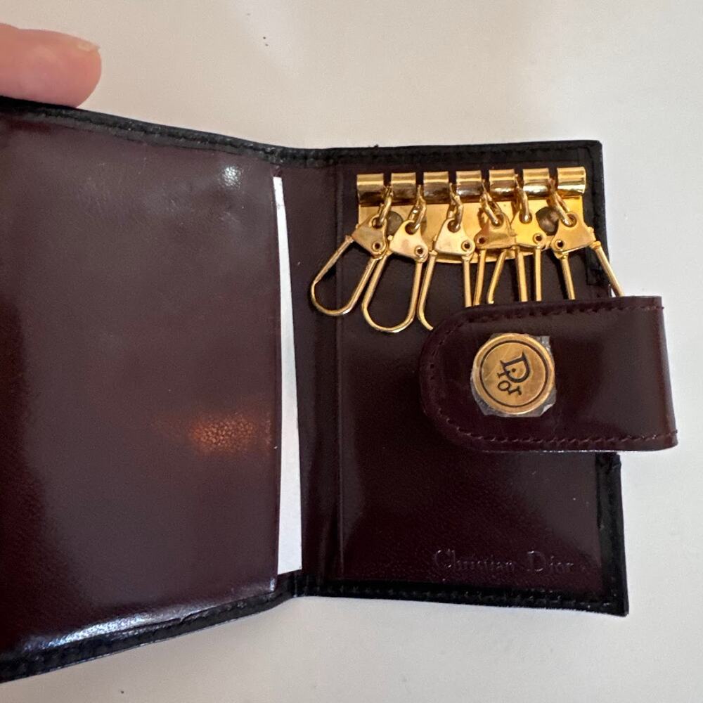 Vintage Christian Dior Leather Key Holder Card Case Compact Wallet New - Picture 3 of 6